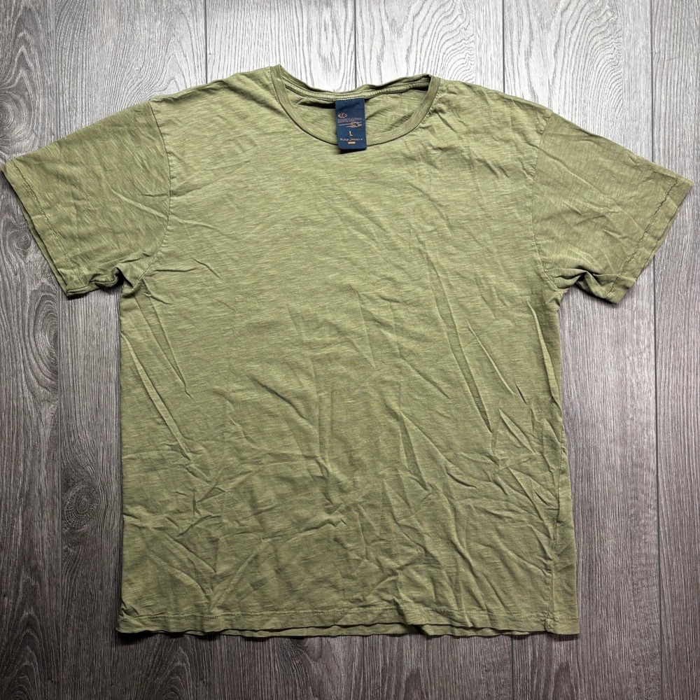 Nudie Jeans Co Roffe Tee Mens Large Olive Green Slub Cotton T-Shirt Portugal